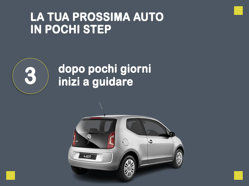 Offerta City car Noleggio no scoring con auto in pronta consegna: l'offerta del broker MT Motors per il noleggio di una VOLKSWAGEN UP!, o altra auto di categoria MDMR - mini 4/5 porte con cambio manuale Benzina  foto 3