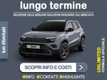 Offerta SUV e CrossOver Noleggio auto con KM illimitati: JEEP AVENGER e-HYBRID ALTITUDE = l'offerta del broker Medicredit Rent riservata ai Privati con la formula Leasys UNLIMITED Ibrida - benzina (MHEV)