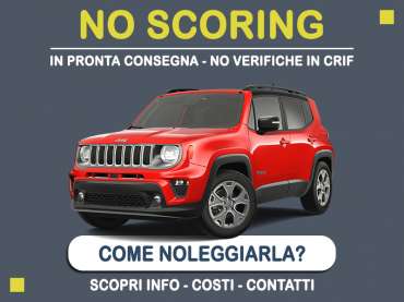 Offerta SUV e CrossOver Noleggio no scoring con auto in pronta consegna: l'offerta del broker MT Motors per il noleggio di una JEEP RENEGADE, o altra auto di categoria CFMR - SUV compatto con cambio manuale secondo disponibilità