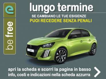 Offerta City car Noleggio PEUGEOT e-208 con la formula “BE FREE” di Leasys - offerta promossa da Medicredit Rent Elettrica
